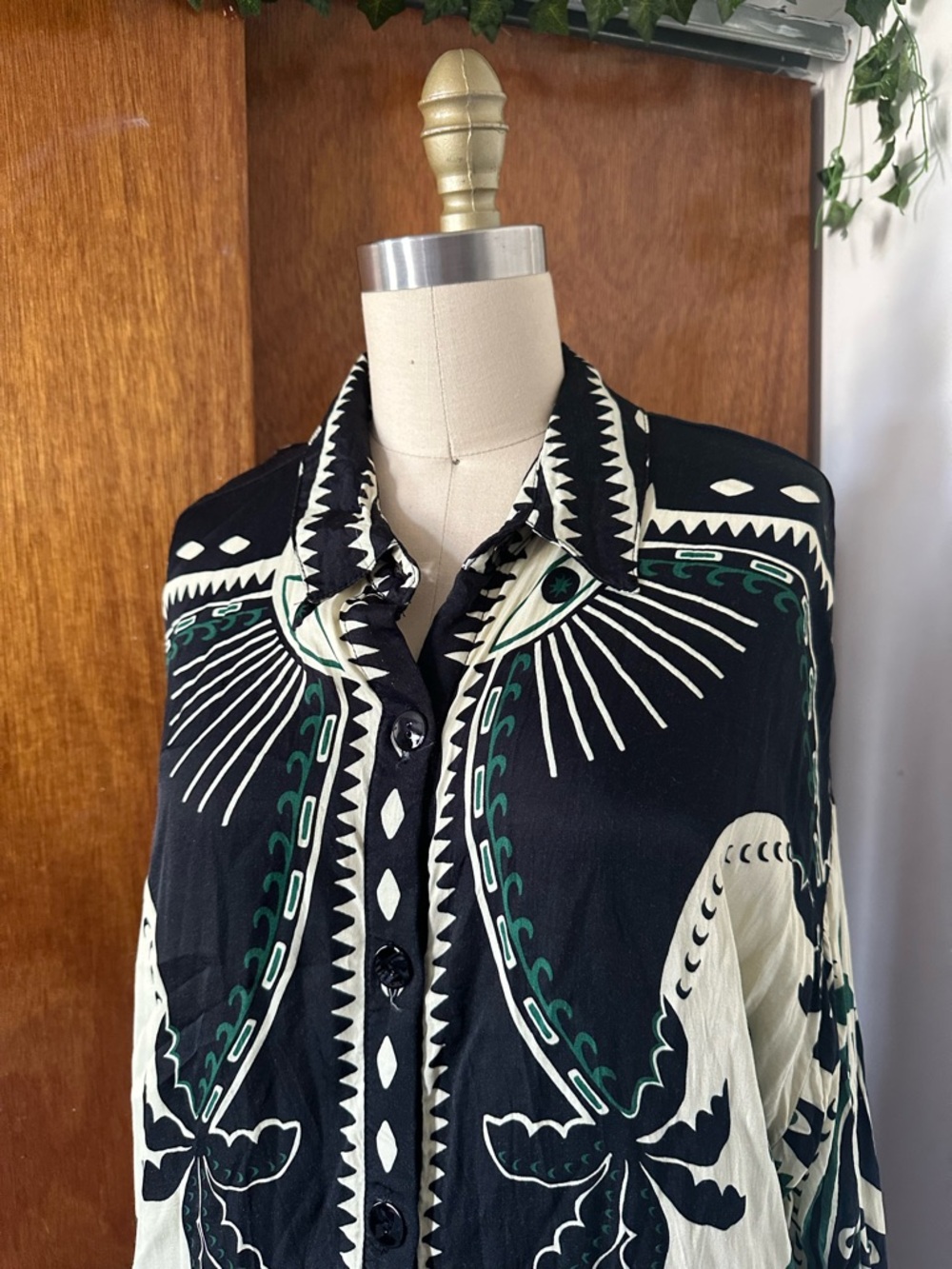 Rare Farm Rio Mystic Scarf Midi Black Shirt Dress with matching pants XL - Picture 3 of 8